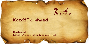 Kozák Ahmed névjegykártya